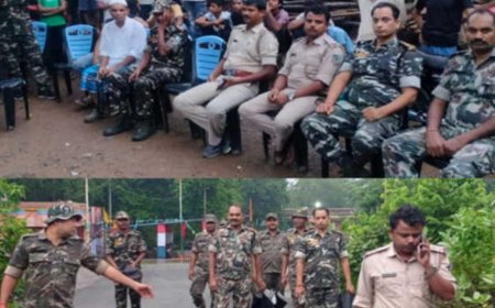 मुहर्रम पर्व पर शांतिपूर्ण सम्पन्न कराने को लेकर निकाला गया अमलबाद ओपी में फ्लैग मार्च