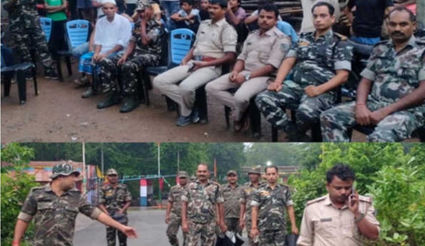 मुहर्रम पर्व पर शांतिपूर्ण सम्पन्न कराने को लेकर निकाला गया अमलबाद ओपी में फ्लैग मार्च