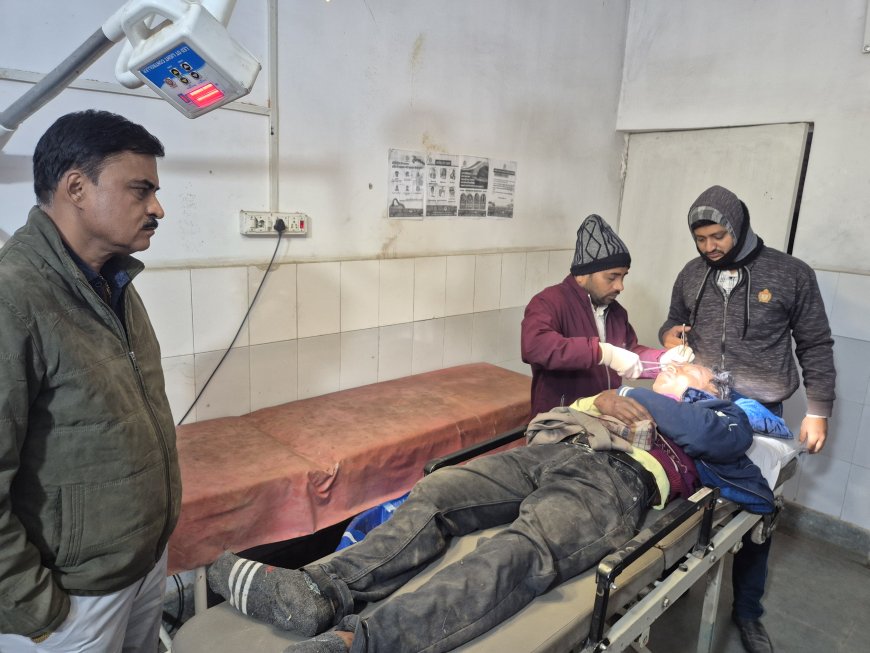 ई एस एल कर्मी को धक्का मारकर भाग रहा स्कूल वैन बिजली पोल से टकराया, चालक व कर्मी का ईलाज जारी